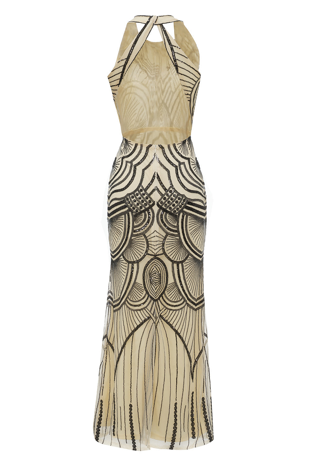 Jewel Black Blush Robe de fête des années 1920 avec dos sans dos