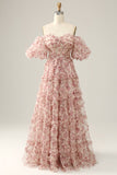 Robe de bal de fleur rouge ivoire sur l’épaule