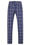 Bleu Royal à Carreaux à Revers En Pointe Double Boutonnage Costume 2 Pièces Pour Homme