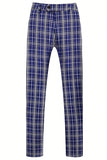 Bleu Royal à Carreaux à Revers En Pointe Double Boutonnage Costume 2 Pièces Pour Homme