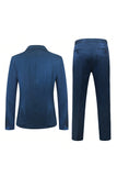 Costume 2 Pièces Bleu À Double Boutonnage À Revers En Pointe Pour Hommes