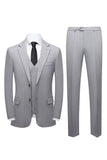 Ensemble De Costume 3 Pièces Simple À Revers Châle Gris Pour Hommes
