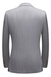 Ensemble De Costume 3 Pièces Simple À Revers Châle Gris Pour Hommes