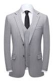 Ensemble De Costume 3 Pièces Simple À Revers Châle Gris Pour Hommes