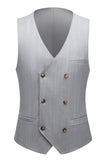 Ensemble De Costume 3 Pièces Simple À Revers Châle Gris Pour Hommes