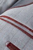 Ensemble De Costume 3 Pièces Simple À Revers Châle Gris Pour Hommes