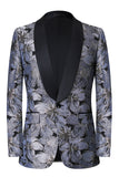 Gris Jacquard Châle Revers Costumes 2 Pièces Hommes