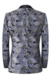 Gris Jacquard Châle Revers Costumes 2 Pièces Hommes