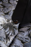 Gris Jacquard Châle Revers Costumes 2 Pièces Hommes