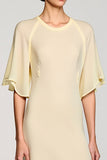 Robe Midi Apricot Mousseline Trapèze Ras de Cou