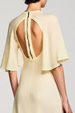 Robe Midi Apricot Mousseline Trapèze Ras de Cou