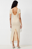 Robe Longue Abricot Satin Fourreau Fendue