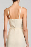 Robe Longue Abricot Satin Bretelles Spaghetti Trapèze