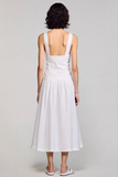 Robe Longue Blanc Satin Dos Nu Col V
