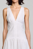 Robe Longue Blanc Satin Dos Nu Col V
