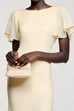 Robe Longue Ivoire Fourreau Ras de Cou