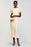 Robe Longue Ivoire Fourreau Ras de Cou