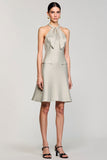 Robe Court Gris Satin Trapèze Licou