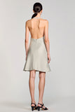 Robe Court Gris Satin Trapèze Licou