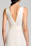 Robe Midi Ivoire Satin Trapèze Col V