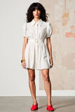 Robe Court Chemise Blanc Satin Trapèze