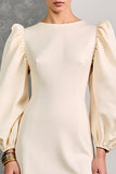 Robe Court Ivoire Satin Trapèze Col Bateau