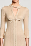 Robe Midi Ivoire Satin Fourreau Col V