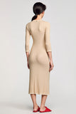 Robe Midi Ivoire Satin Fourreau Col V
