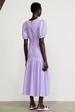 Robe Longue Violet Satin Fourreau Col Bijou