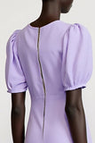 Robe Longue Violet Satin Fourreau Col Bijou
