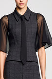 Robe Longue Noir Trapèze Tulle Avec Col