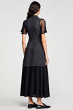 Robe Longue Noir Trapèze Tulle Avec Col