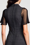 Robe Longue Noir Trapèze Tulle Avec Col