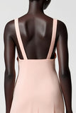 Robe Midi Rose Tulle Fourreau Bretelles Spaghetti