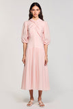 Robe Longue Rose Trapèze Satin Dos Nu