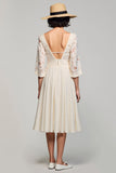 Robe Midi Ivoire Trapèze Col Carré Dos Nu