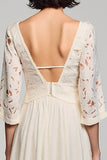 Robe Midi Ivoire Trapèze Col Carré Dos Nu