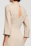 Robe Midi Abricot Satin Trapèze Col Carré