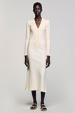 Robe Longue Ivoire Satin Fourreau Col V