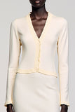 Robe Longue Ivoire Satin Fourreau Col V