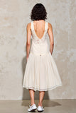 Robe Midi Ivoire Trapèze Licou Dos Nu
