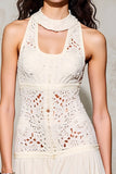 Robe Midi Ivoire Trapèze Licou Dos Nu