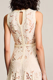 Robe Midi Abricot Ras De Cou Trapèze