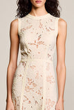 Robe Midi Abricot Ras De Cou Trapèze
