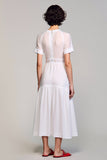 Robe Longue Blanc Trapèze Col V