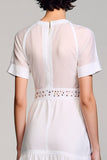 Robe Longue Blanc Trapèze Col V
