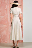 Robe Longue Ivoire Trapèze À Pois