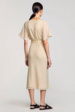 Robe Longue Abricot Tulle Fourreau Col Bateau