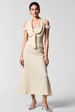 Robe Longue Abricot Satin Trapèze Licou