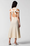 Robe Longue Abricot Satin Trapèze Licou